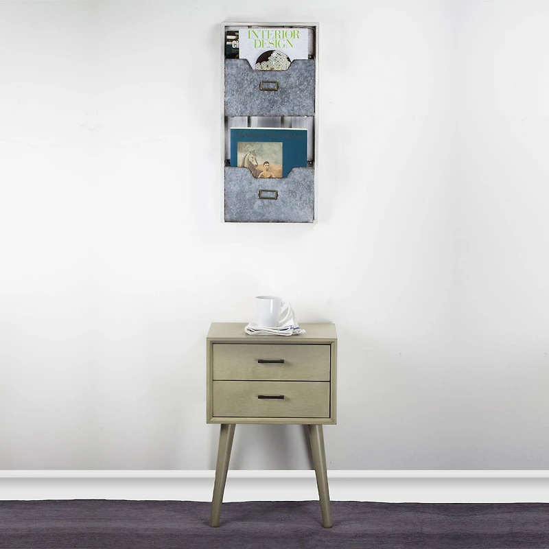 Galvanized Metal Mail & Magazine Wall Organizer