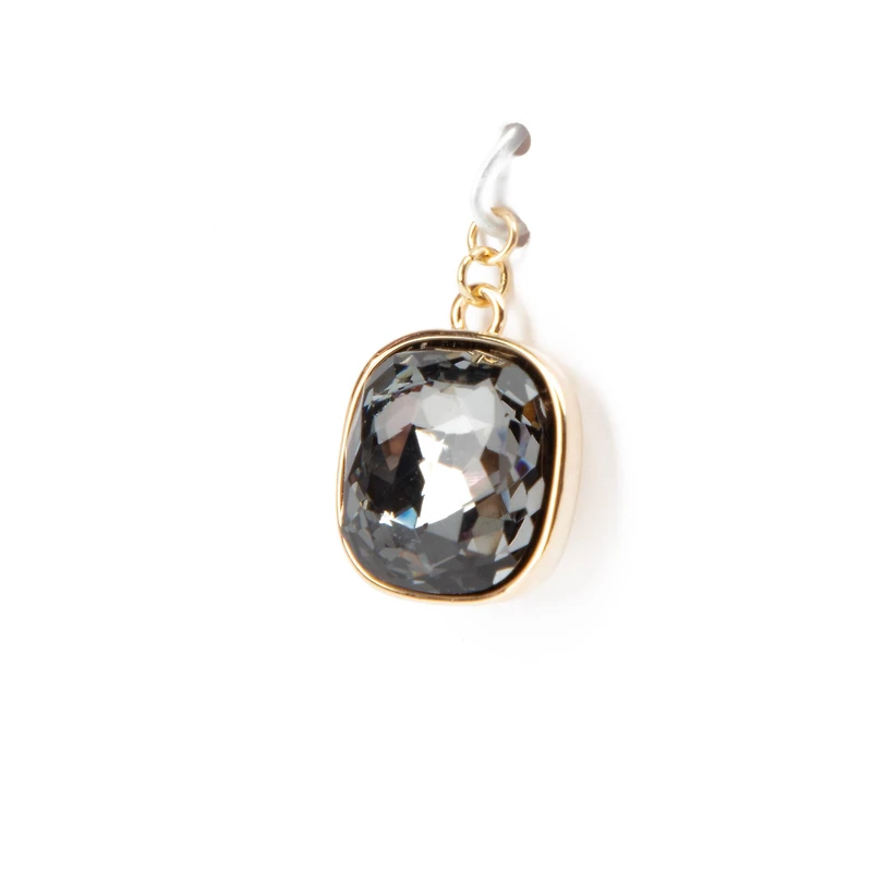 14K Gold Plated Gray Austrian Crystal Cushion Cut Charm by Bead Landing™