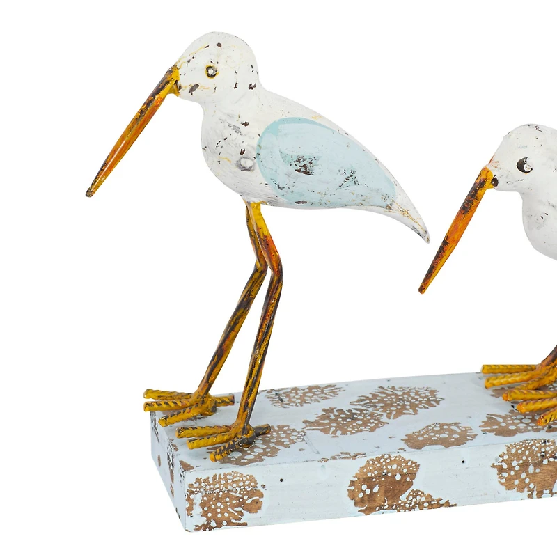 White Metal Coastal Sculpture, Birds 10" x 20" x 4"