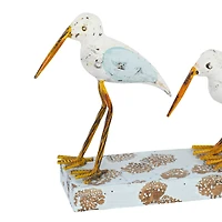 White Metal Coastal Sculpture, Birds 10" x 20" x 4"