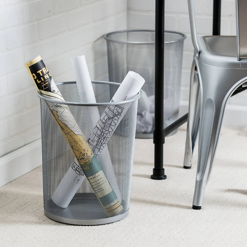 Honey Can Do Silver Metal Trash Cans, 2ct.
