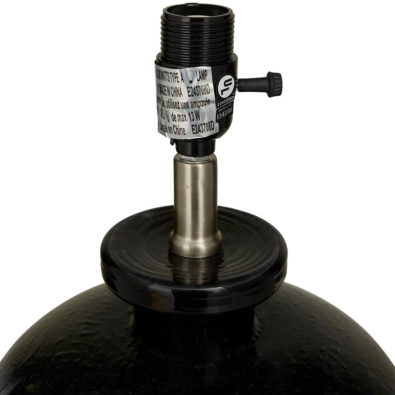 White Glass Gourd Style Base Table Lamp with Drum Shade 17" x 17" x 29"