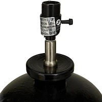 White Glass Gourd Style Base Table Lamp with Drum Shade 17" x 17" x 29"