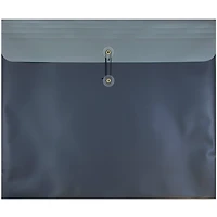 JAM Paper 15" x 18" Metallic Charcoal Blue Button & String Closure Plastic Envelope, 12ct.
