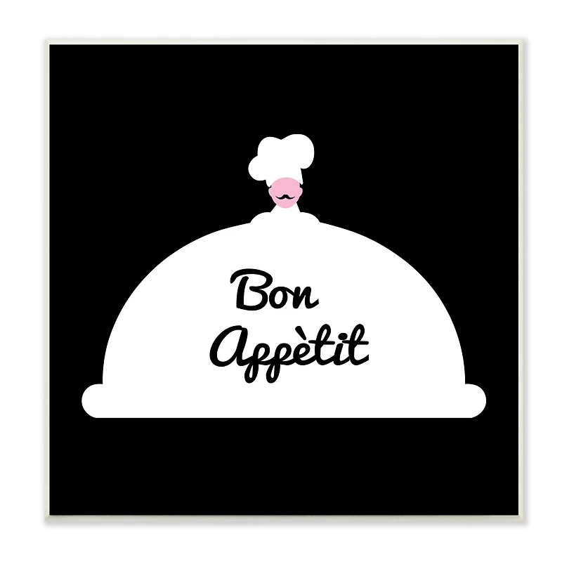 Stupell Industries Bon Appetit Phrase Mustache Chef Modern Design,12" x 12"