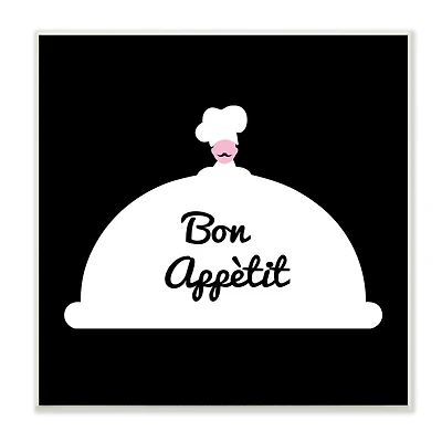 Stupell Industries Bon Appetit Phrase Mustache Chef Modern Design,12" x 12"