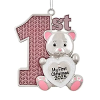 3" Pink 1st Christmas Teddy Bear Metal Ornament by Ashland®