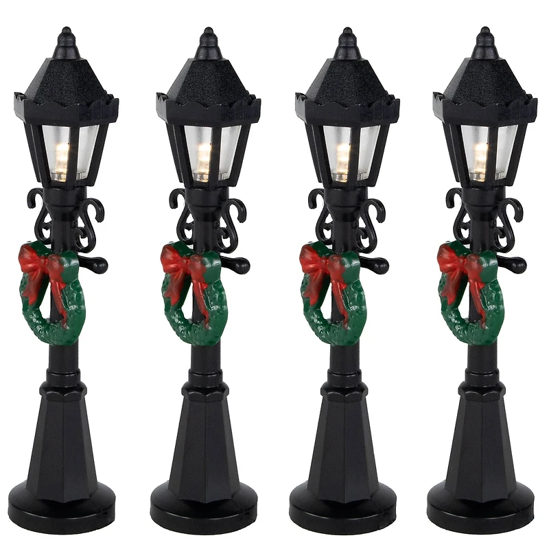 4.75" Christmas Village Lighted Street Lamps, 4ct.