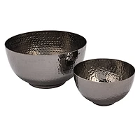 Hello Honey® Silver Finish Round Hammered Metal Bowl Set
