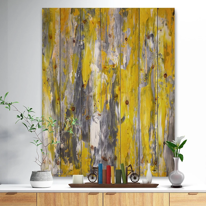 Designart - Grey and Yellow Abstract Pattern