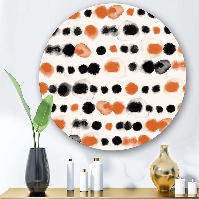 Designart - Black and Orange Polka Dots
