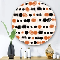 Designart - Black and Orange Polka Dots