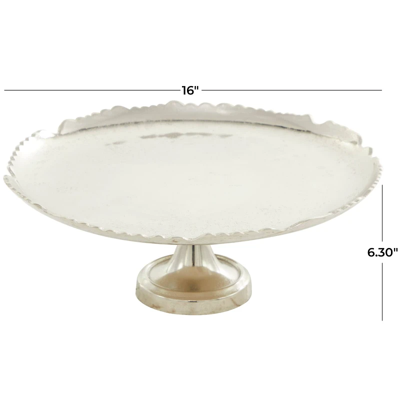 CosmoLiving by Cosmopolitan 16" Silver Aluminum Cake Stand