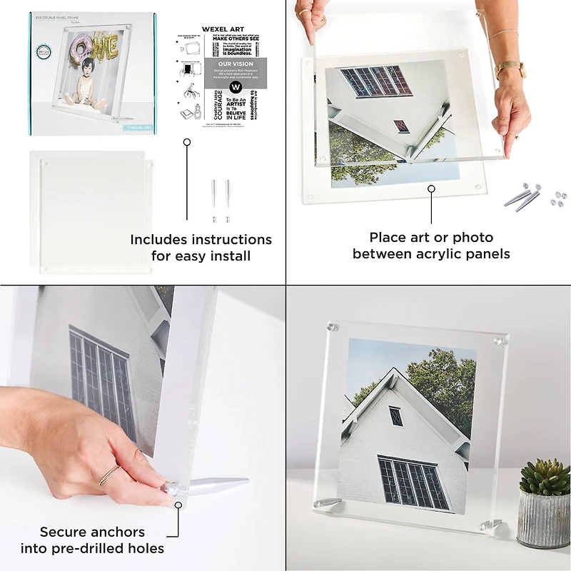 Wexel Art Clear Acrylic Tabletop Floating Picture Frame with Graphite Hardware