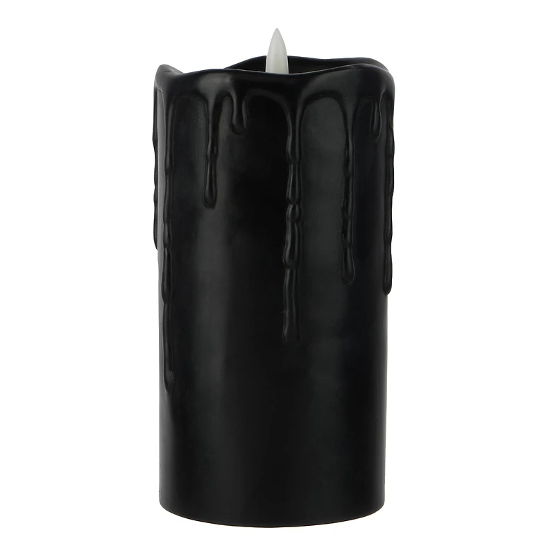 3" x 6" Black Dripping LED Wax Pillar Candle by Ashland®