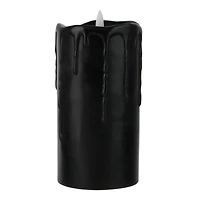 3" x 6" Black Dripping LED Wax Pillar Candle by Ashland®