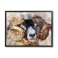 Stupell Industries Big Horned Ram Abstract Dreamlike Portrait Wall Art in Frame