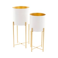 CosmoLiving by Cosmopolitan Set of 2 Iron Contemporary Planter