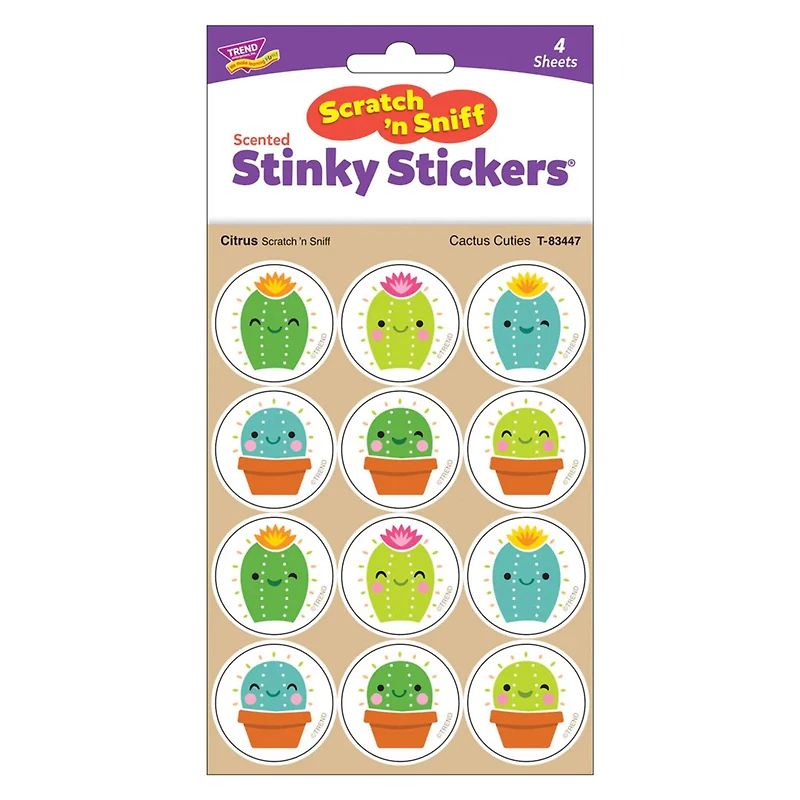 TREND Enterprises® Cactus Cuties, Citrus scent Scratch 'n Sniff Stinky Stickers®, 48 Per Pack, 6 Packs total of 288