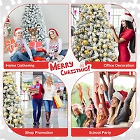 Costway 6ft. Unlit Snow Flocked Hinged Artificial Christmas Tree