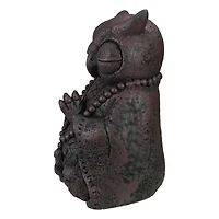 17" Dark Gray Meditating Buddha Owl Outdoor Garden Statue