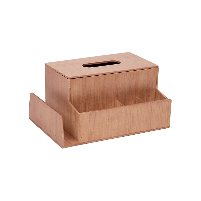 Mind Reader Bali Collection 4-Compartment Tissue Box Holder & Organizer