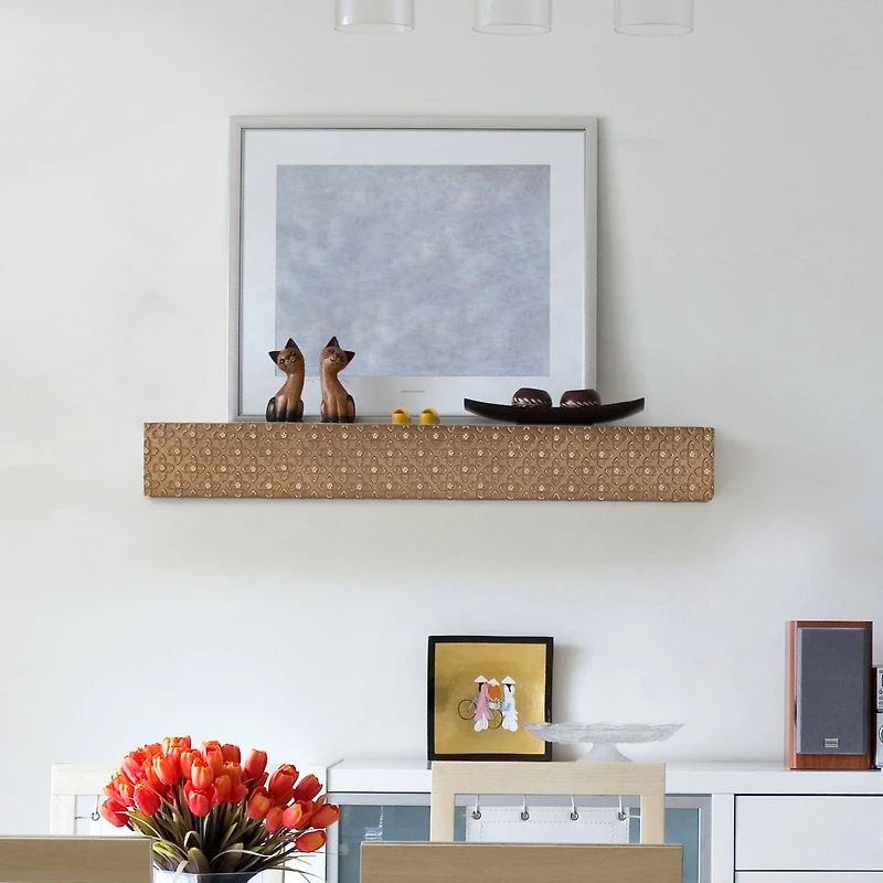 Natural Rustic Embossed Wood Floating Wall Shelf