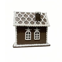 8" Brown and White Glitter Lighted Clay Gingerbread House Tabletop Décor by Ashland®