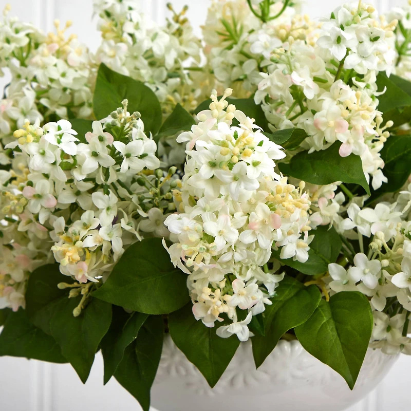 14" Lilac Arrangement in White Vase