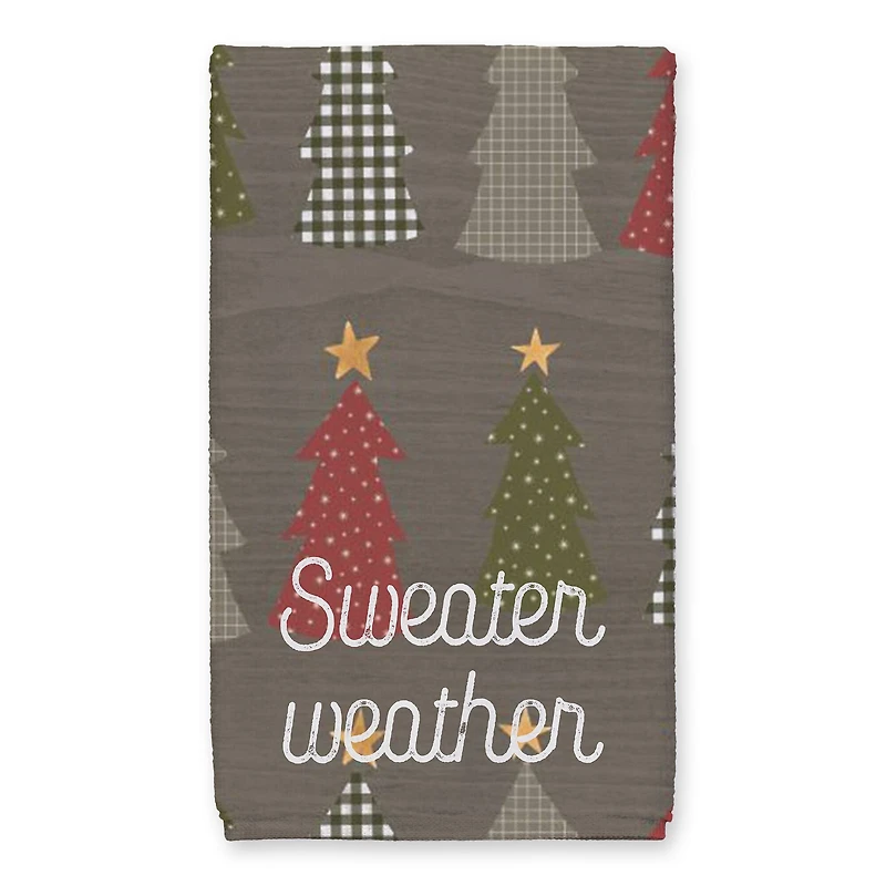 Sweater Weather Gray Tree Pattern Tea Towel Set