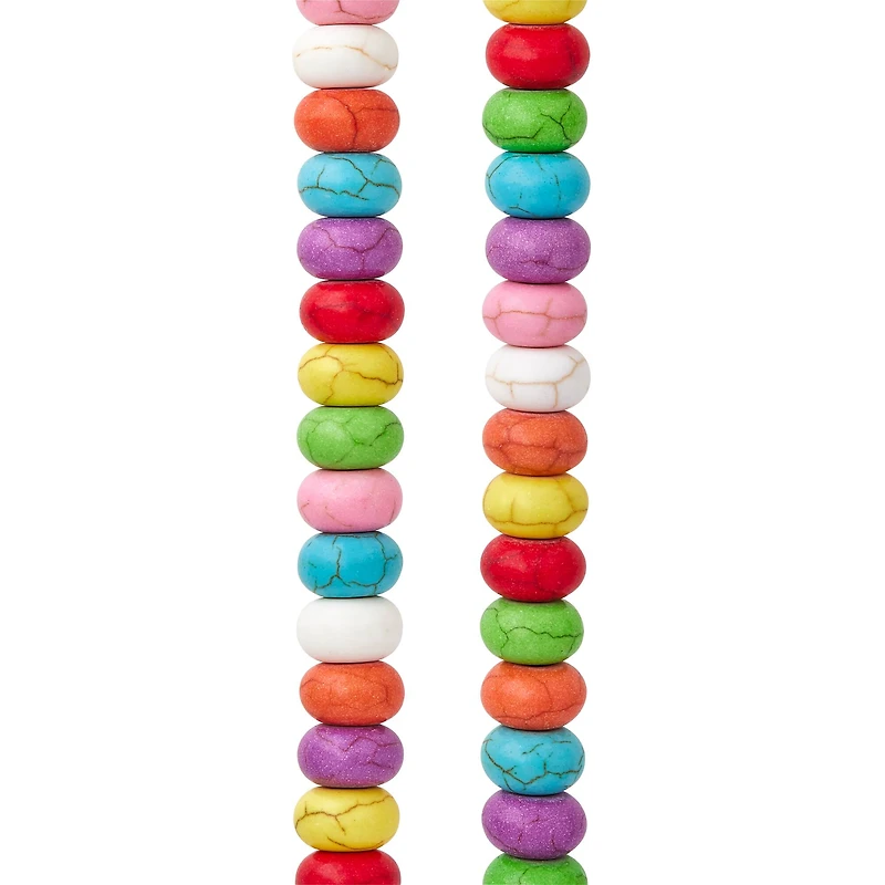 12 Pack:  Colourful Howlite Rondel Beads, 8mm by Bead Landing™