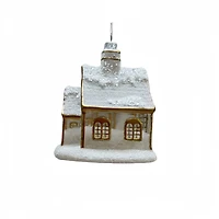 5" White Snow House Glass Ornament by Ashland®