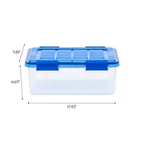 IRIS® WeatherPro™ 16qt. Clear Heavy Duty Plastic Storage Bin with Blue Lid