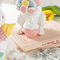 Glitzhome® Set of 2 Easter Resin Bunny Holding Macaron Table Decor