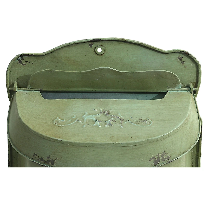 Hello Honey® Aqua Embossed Tin Post Box with Distressed Finish Wall Décor