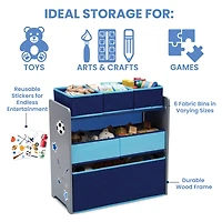 Design and Store Blue 6 Bin Toy Organizer