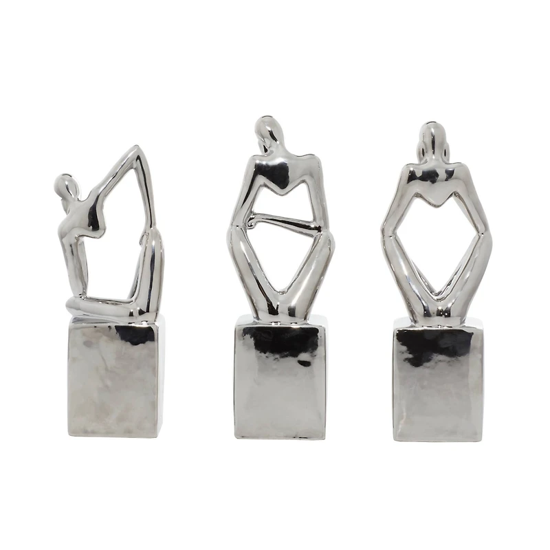 CosmoLiving by Cosmopolitan Silver Ceramic Sculpture Set
