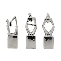 CosmoLiving by Cosmopolitan Silver Ceramic Sculpture Set
