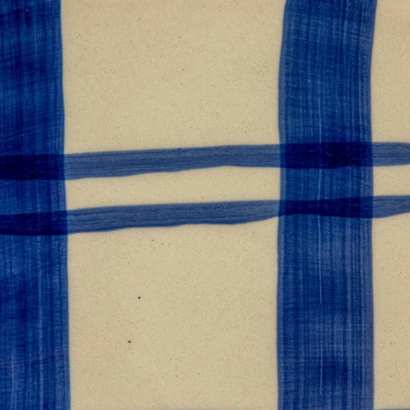 Hello Honey® 14" Hand-Painted Wax Relief Blue Stripe Oval Stoneware Platters, 2ct.