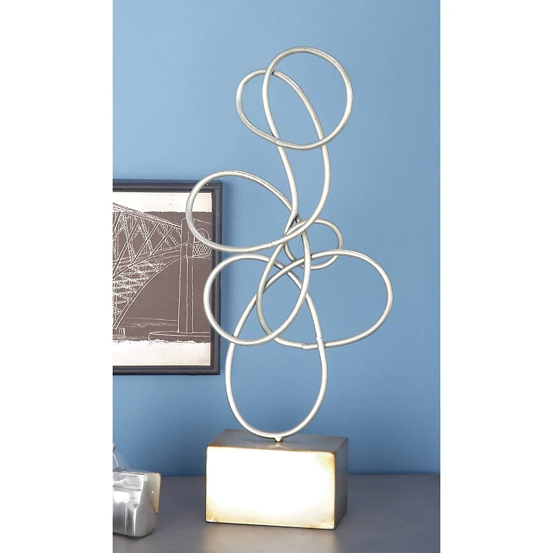 22" Silver Metal Contemporary Twist Sculpture