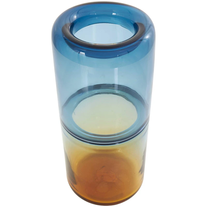 13" Blue & Yellow Ombre Glass Vase