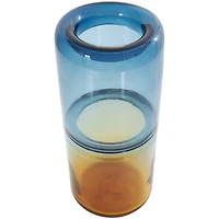 13" Blue & Yellow Ombre Glass Vase