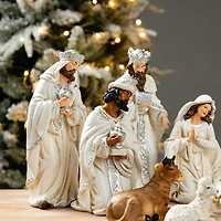Glitzhome® Ivory Resin Nativity Figurine Set