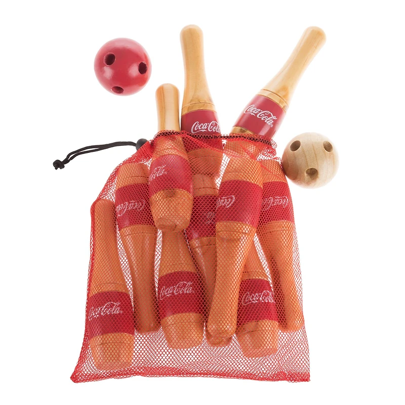Toy Time Coca-Cola Indoor & Outdoor Wooden Bowling Set