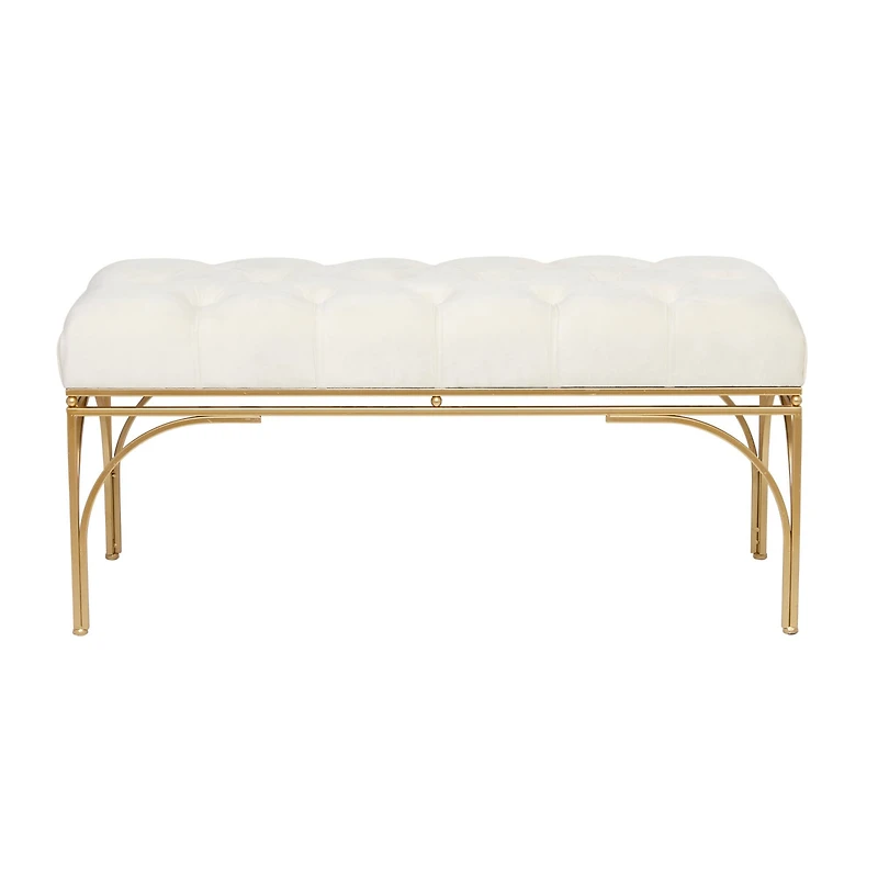 White Metal Glam Bench, 18" x 39" x 16"
