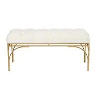 White Metal Glam Bench, 18" x 39" x 16"