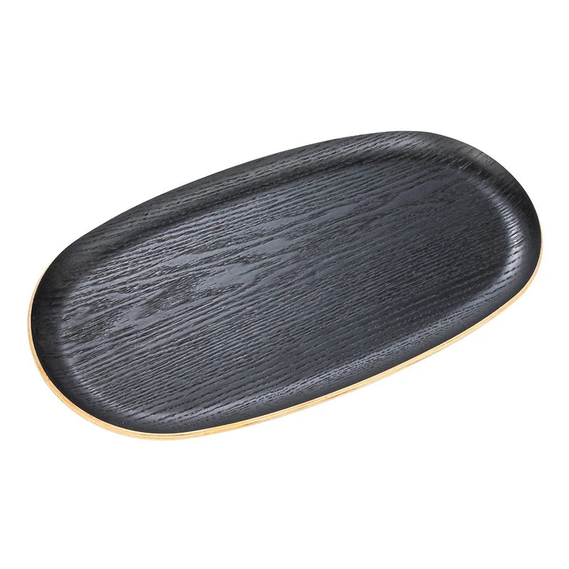 Hello Honey® 13.75" Black Oval Oak Wood Serving Tray