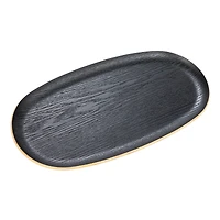 Hello Honey® 13.75" Black Oval Oak Wood Serving Tray