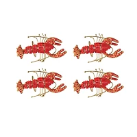 Hello Honey® 5" Red Lobster Metal Napkin Rings with Glass Beads, 4ct.