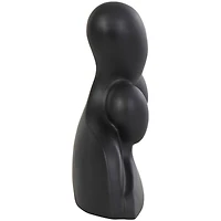 11" Black Polystone Abstract Nesting Family 3-Head Sculpture